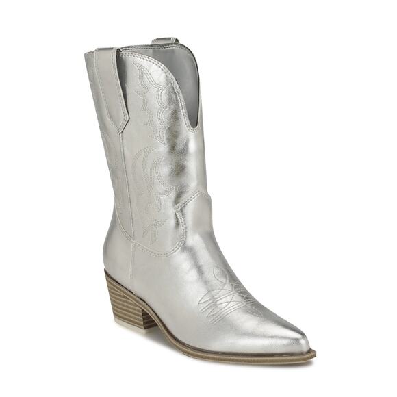 Nine West Shoes - Nine West Women's Yodown Western Boots Silver Size 9 NWOB